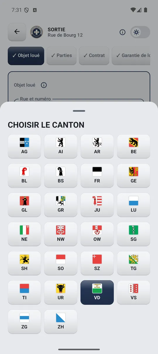 Choix du canton du logement