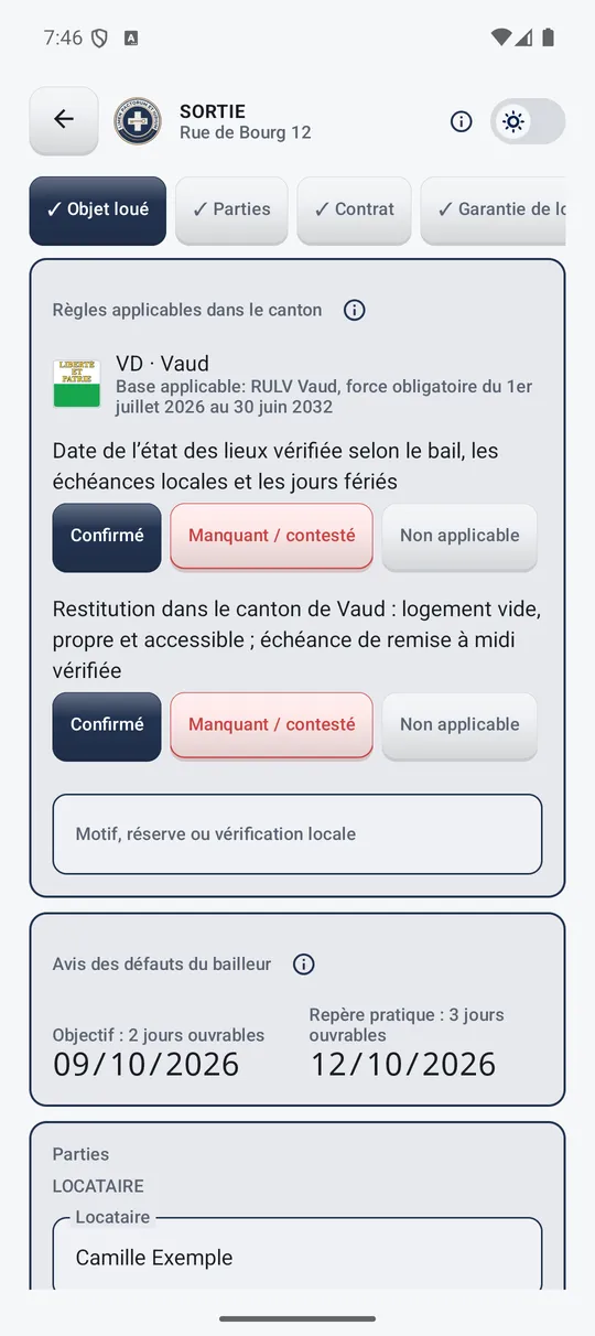 Vérification des informations propres au canton