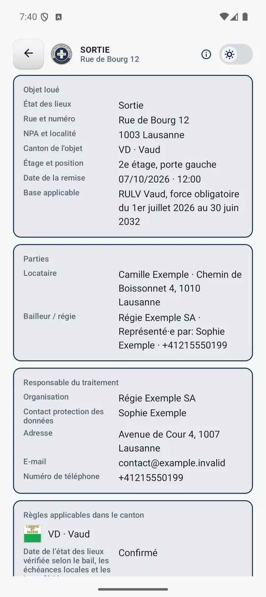 Récapitulatif des informations avant la signature